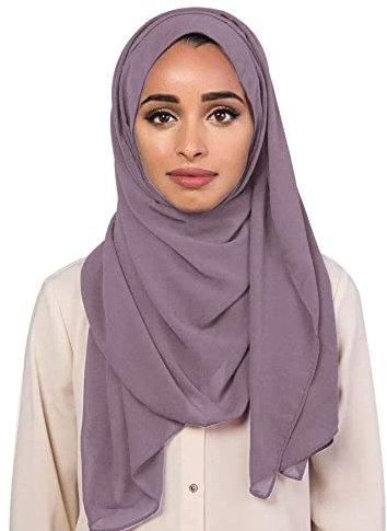 ANKOMINA Damen-Schal, einfarbig, Chiffon, lang, modisch, weich, muslimisch, Hijab-Kopftuch, rose, Einheitsgröße