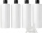 ZEOABSY 4 Pièces 500 ML Blanc Bouteille en Plastique avec Bouchon à Charnière Noir, Épaule Plate Vider Bouteille Ronde en PET de Voyage pour Cosmétiques Liquides