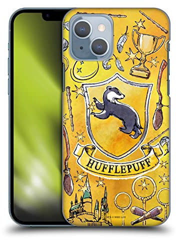 Head Case Designs Officially Licensed Harry Potter Hufflepuff Pattern Deathly Hallows XIII Hard Back Case Compatible With Apple iPhone 14