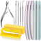 12 PCS Lot de Limes à ongles et Pousse Cuticule, FANDAMEI Lime à Ongles Professionnelles, Pousse Cuticule Metal, Coupe-cuticules, Brosse à ongles, outil pour ongles incarnés (Jaune)
