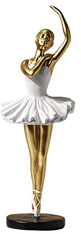 Ballerina Statuen Figuren Harz Mädchen Figur Tischdekoration Kunst Ballett Tänzerin Skulptur Statuette für Schlafzimmer, Wohnheim, Büro, Bücherregal, Stil B Gold