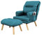 Ohrensessel Ela mit Hocker, Polstersessel, Relaxsessel, Loungesessel, verstellbare Rückenlehne, mit Armlehnen, freie Farbwahl (Türkis Samt)