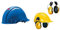 3M Peltor G 3000 Series Elmetto di Protezione con Uvicator senza Cricchetto e Fascia Antisudore in Pelle, Blu (blau) & 3M H510P3E-405-GU Cuffie Protettive con Attacco per Elmetto, 26 dB, Giallo