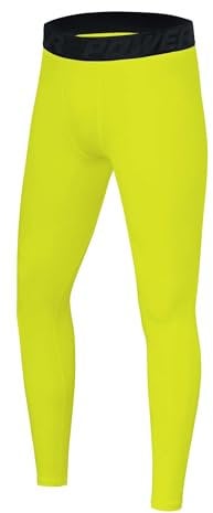 PowerLayer Jungen Leggings, Kompressionshose, Sporthose, Lang - Licht Grün, 8-10 Jahre
