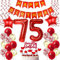 Deko 75. Geburtstag frauen Rot,Geburtstagsdeko 75 jahre frauen Luftballons 75 Geburtstag dekoration Rot,Folienballon 75 Geburtstag deko frauen Rot Tortendeko 75 Geburtstag frau deko rot