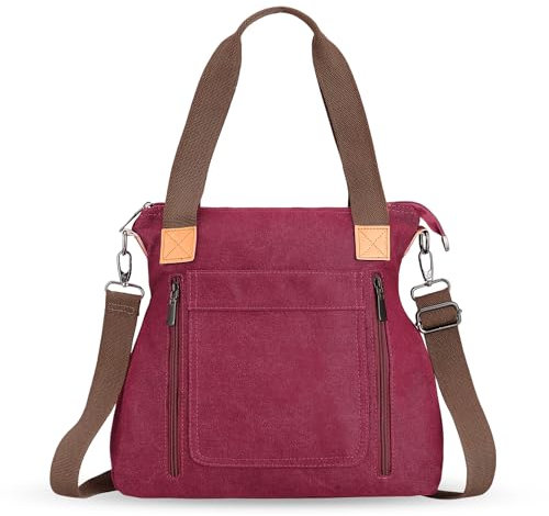 HAWEE Retrò Borsa Tote in Tela Donna Borsa Tracolla Grande Borsetta con Tracolla Casual Borsa a Spalla per Viaggio Lavoro Scuola Shopping Vita Quotidiana, Viola