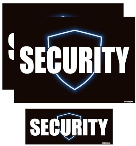GEEKBEAR Security Car Magnet - Eye-Catching, Reflective, Weather-Resistant - Set of 3 (Black)