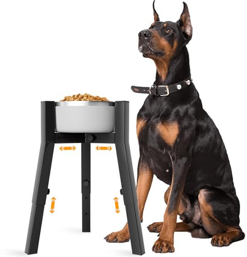 SHAINFUN Adjustable Dog Bowl Stand for Large & Extra Large Dogs, Single Tall Dog Food & Water Bowl Stand, Height Adjustable 9.8-13.4, Width 7-11, Elevated Dog Bowl Holder (Bowl Not Included)