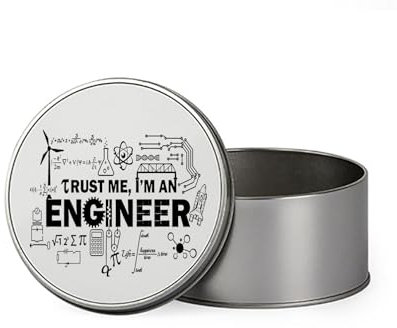 Giftme Trust Me I am an Engineer, Metal Tin Storage Box, Biscuit, Chocolate,Tin, Emergency Stuff Tin. (Round)