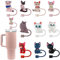 Velaco 10Pcs 0.4in/10mm Diameter Silicone Straw Covers Cap Compatible with Stanley 20 30&40 Oz Cup, Cute Cat Straw Toppers for Stanley 40 Oz Tumbler with Handle, Dust-Proof Straw Caps for Water Bottle