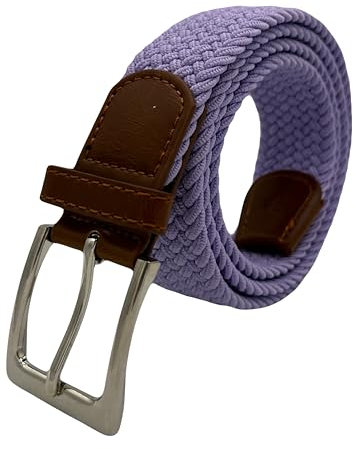 Ceinture tressée élastique pour homme et femme Ceinture élastique extensible Sangle de travail Golf Casual Tactique Tissu Nylon Réglable Ceinture Violet Violet, Violet, Adaptable