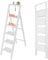JOISCOPE Portable 5 Step Folding Reinforced Carbon Steel Ladder, Multi-functional Ladder Stool with Storage Shelf, with 22cm Step Spacing, Anti-slip Treads and Foot Pads, Suitable for All Space, White