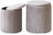 IBUYKE Set von 2-runden Ottoman mit Lagerung, Samt Eitelkeitshocker für Make-up, moderner gepolsterter Sitz Couchtisch, Multifunktionsfußlehne Hocker für Wohnzimmer und Schlafzimmer, Grau WBD005G