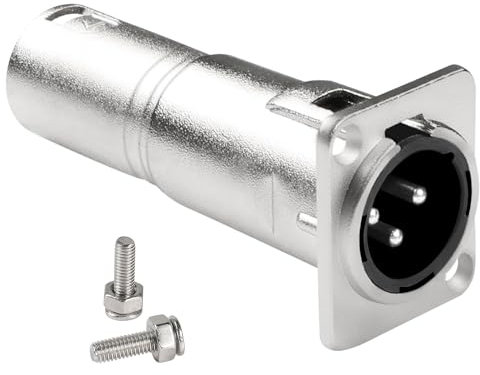 QIANRENON 3Pin XLR Male to Male Fixed Mount Microphone Connector 3Pin XLR Panel Mount Balanced Audio Adapter 3Pin XLR Feedthrough Bulkhead Mounting Plug, for Stage Lighting Speaker Mixer