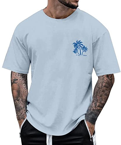 Maglietta da uomo, oversize, estiva, Palme Angels, top Loose Fit, maglietta lunga da uomo, alla moda, casual, alla moda, con motivo, abbigliamento per ragazzi basici, maglietta vintage streetwear in