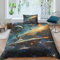 Interstellare Raumschiffe Bettbezug Set 3D Gedruckter Weltraum Hulk Bettwäschegarnitur Mädchen Junge Kinder Und Kissenbezüge Weich Microfaser Reissverschluss Bettwäsche 3 Teilig Single（135x200cm）