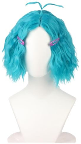 NiceLisa Neid Envy Inside Emotion Perücke Grün-Blau Fluffy Wellige Lockige Frauen Cosplay Kostüm Perücke mit 2 Haarnadeln