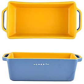 Plato para lasaña, 2 piezas de miniplatos rectangulares de porcelana de colores pequeños for horno a mesa, ideales for lasaña, tartas y guisos