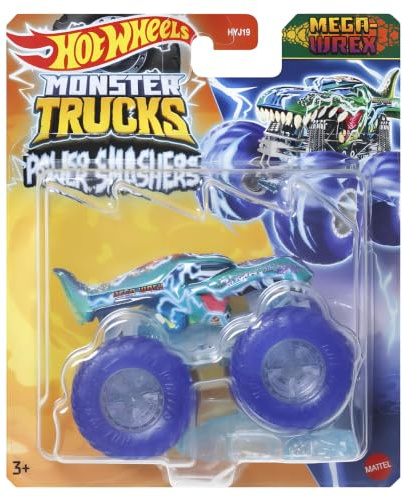 Hot Wheels Monster Trucks Mega-Wrex 2024, Power Smashers, Includes Crushed Car