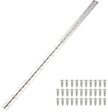 sourcing map Piano Hinge, 36 Inch x 1.2 Inch Stainless Steel Continuous Hinge Door Hinge with Holes, for Boat Cabinet Door Box Furniture, Silver