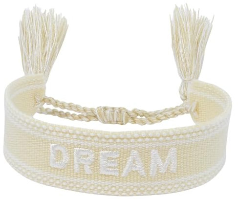 Selfmade Jewelry Stoff Armband in Beige, Web und Gewebtes Design für Frauen, Charmante Kleine Geschenkidee (DREAM)