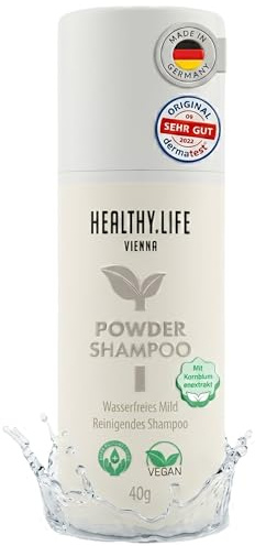 HLV - Powder Shampoo | VEGAN | Wasserfreies Pulvershampoo für Alle Haartypen mit Kornblumen-Extrakt | Mild Reinigend & Pflegend | Ohne Konservierungsstoffe | Entzündungshemmend & Antibakteriell, 40 ml