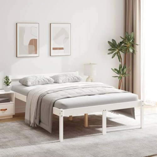 CFODOJ Betten & Zubehör, Betten & Bettrahmen - Home-Senior Bett ohne Matratze Weiß 135x190cm Doppelbett