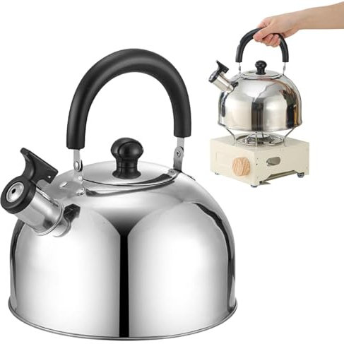 Bouilloire de camping, bouilloire portable en aluminium léger, chauffage rapide, design sifflant, pour la randonnée, la pêche, la cuisine en plein air, 520 g, 570 g, 17 cm, acier inoxydable