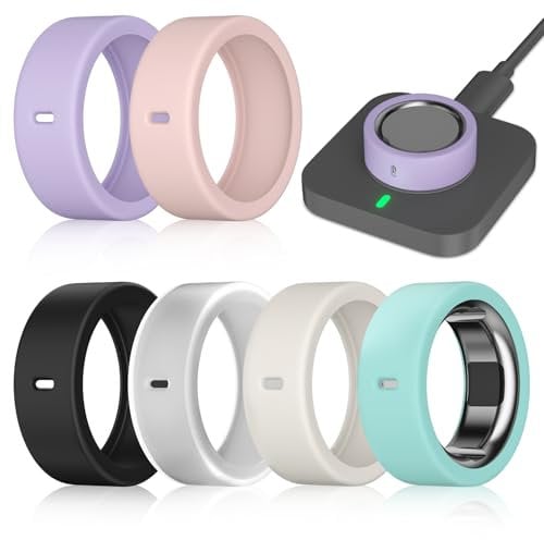 6 Pack Rings Cover Compatible with Oura Ring Gen 4/Oura Gen 3/Ultrahuman Ring Air, Surport Charging with Cover on, Anti-Scratch Elastic Silicone Rings Protector Case for Men Women Working Out Gym