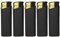 5 Feuerzeuge Schwarz Matt Slim Line Feuerzeug mit Normalflamme Soft Flame Gas wiederbefüllbar Flammenstärke regulierbar seidig gummierte Oberfläche