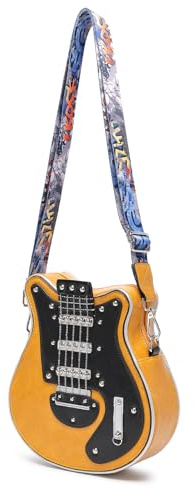 Piceioep Elegante borsa per chitarra con tracolla a forma di pelle PU, borsa a tracolla casual con tracolla regolabile per amanti della musica e viaggiatori