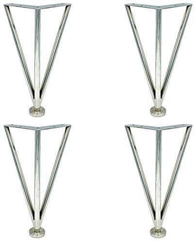 LFONDIGE Stainless Steel Furniture Legs, a Set of 4 Adjustable, Suitable for Table Legs, Coffee Table, Sofa, Cabinet, TV Cabinet, Bathroom Cabinet, Shoe Cabinet, Wardrobe Bed/Silver / 3