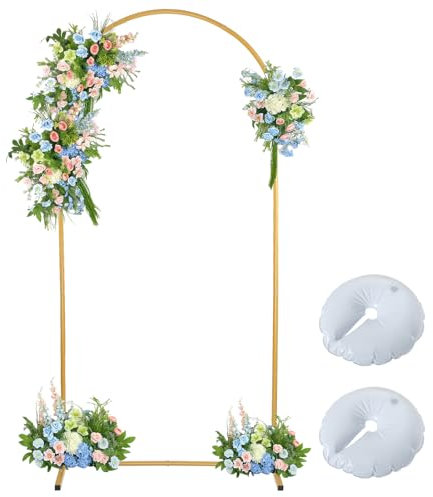 6 FT Wedding Arch Backdrop Stand Metal Square Arch Gold Metal Arch Backdrop Stand Garden Floral Balloon Arch Decoration for Wedding Ceremony Birthday Bridal Baby Shower (Gold, 0.8 * 1.8M)