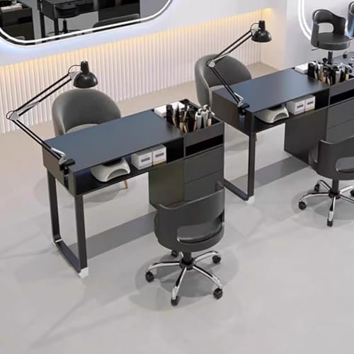 PP-Vic Modern Light Luxury Manicure Table, Beauty Salon Nail Desk, Professional Manicurist Nail Table with Drawers, Salon Spa Nail Table, High-End Design, Large Capacity,Black