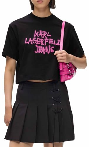 Karl Lagerfeld Jeans Damen Regular Cropped Graffiti T-Shirt