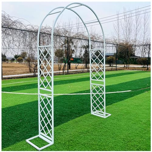 Sturdy Metal Garden Arch Arbor Trellis, White Wedding Pergola for Climbing Plants, Outdoor Rose Arbour, Walkway Decor, Swing Stand - 7.2'W x 7.5'H