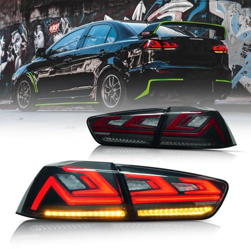CKCD Rückleuchten kompatibel mit Mitsubishi Lancer Evolution X 2007-2017 | Schlussleuchten mit Animation DRL,Startanimation,Nebelscheinwerfer