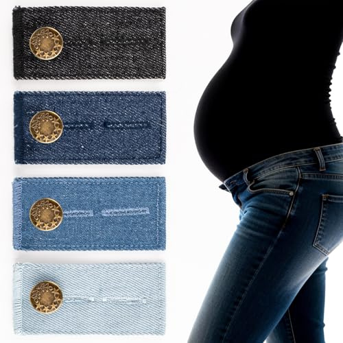 Extensor de Botón Pantalón, Ropa Vaquera Ajustable (Blue, 84*35mm*6)
