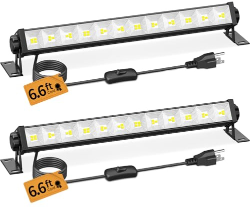 YAYIT 40W LED Shop Lights with 6.6FT Cord, Swtich, 5400LM Plug in Garage Light, 6000K Daylight Work Lights for Garage, Workshop, Warehouse, Indoor (2 Pack)