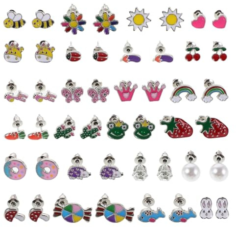 BESPORTBLE 20 Pairs Cute Cartoon Fruit Animal Earrings Lightweight Oil Drip Heart Studs for Everyday Wear Versatile Jewelry Accessories for Women