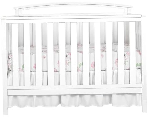 Jupe de Berceau, Jupe de Berceau pour bébés garçons ou Filles, décor Chambre d'enfant Blanc bohème Chic Vintage 28x52x14 Pouces