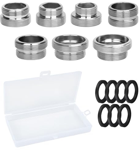 Lot de 7 adaptateurs filetés M18 M22 pour aérateur de cuisine, tuyau d'arrosage, filtre à eau et raccords standard, compatibilité universelle pour différents types de robinets