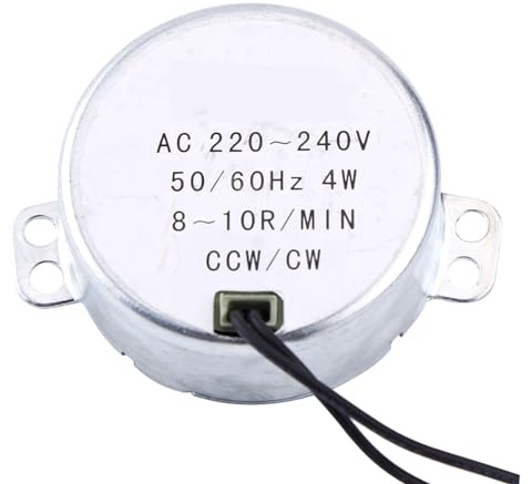 Aolidsive 1pc 220 240V AC Synchronous Geared Motor, Permanent Magnet Synchronous Motor with Reduction Gears, Low Consumption Large Torque Low Noise, for Electric Fan Heater Display Shelf (8-10RPM)