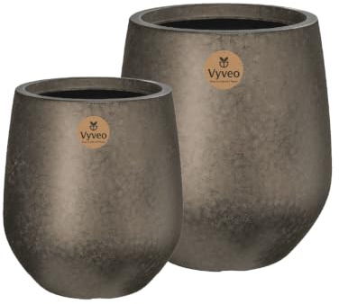 Vyveo - Blumentopf Amari - 2er-Set - Gold metallic - Blumentopf für den Innen- und Außeneinsatz - Übertopf - Pflanztopf - Pflanzgefäß