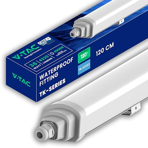 V-TAC Feuchtraumleuchte LED 120 CM Wasserfest IP65 - [CREE LED - TK-SERIES] - 36W - Rechteckige Lampe 4320 Lumen IP20 für Wand, Garage, Lager - LED Röhre - Deckenleuchte LED - Licht Neutralweiß 4000K