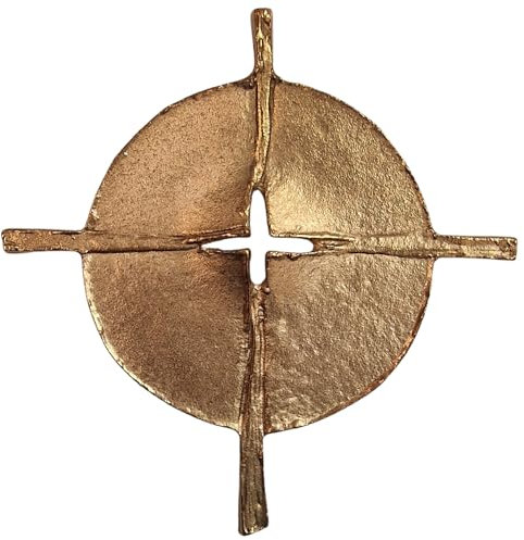 Modernes Wandkreuz zum Aufhängen aus echter Bronze 17,0 x 17,0 cm handgefertigt von der Bildhauerin Andrea Zrenner