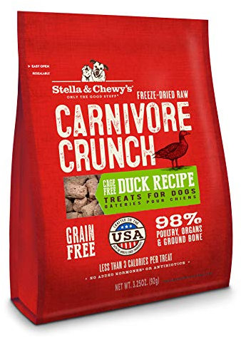 Stella & Chewy's Freeze-Dried Raw Carnivore Crunch Cage-Free Duck Recipe Dog Treats – 3.25 oz. Bag