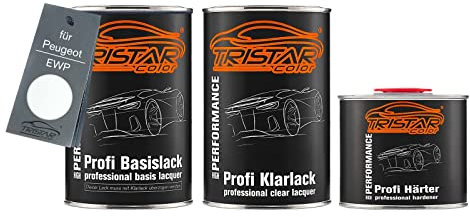 TRISTARcolor Autolack Set Dose spritzfertig für Peugeot EWP Schneeweiss/Bianco Banchisa Basislack + 2K Klarlack 2,5L