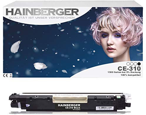 Hainberger Black Toner kompatibel zu HP CE310a für HP LaserJet Pro 100 Color MFP M175, Pro M275, Color LaserJet Pro CP1021, CP1025, CP1028 - CE310A-CE313A - Schwarz 1.200 Seiten, Color je 1.000 Seiten