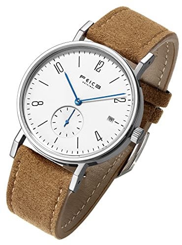 FEICE Unisex Uhr Mechanische Automatikwerk mit Saphirglas Lederarmband Ø38mm - FM201 (Brown)